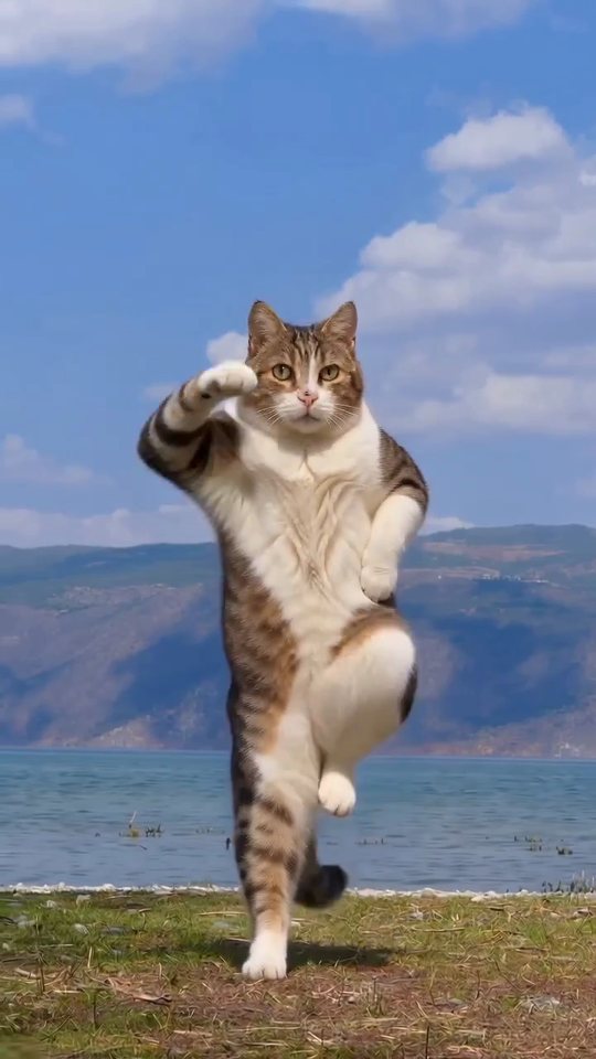 A frame of the cat dancing